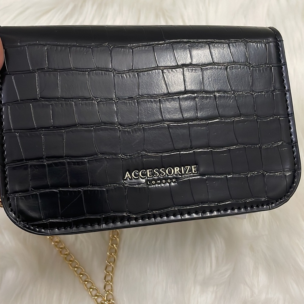 Accessorize London women's Faux Leather
Black Mini Sling Bag | NWT - Picture 8 of 17